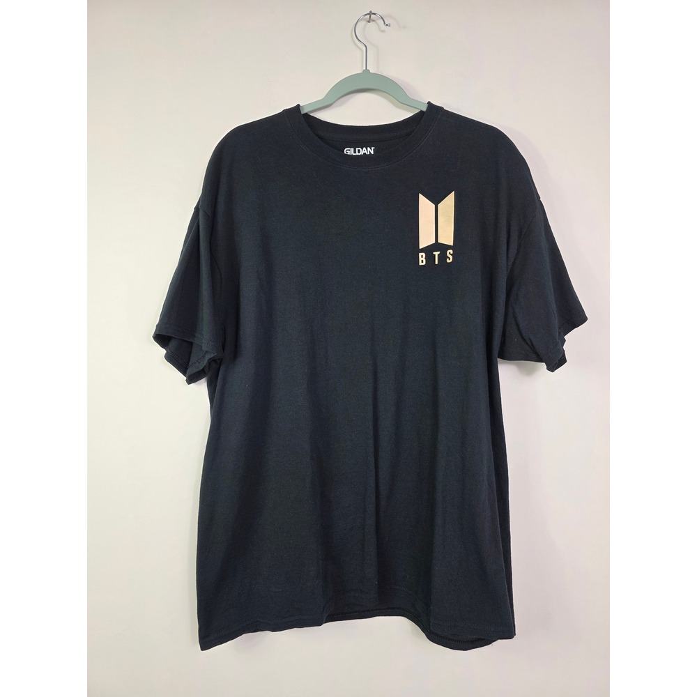 BTS T-Shirt Black with Gold BTS Logo Size XL 100% Cotton Short Sleeve
